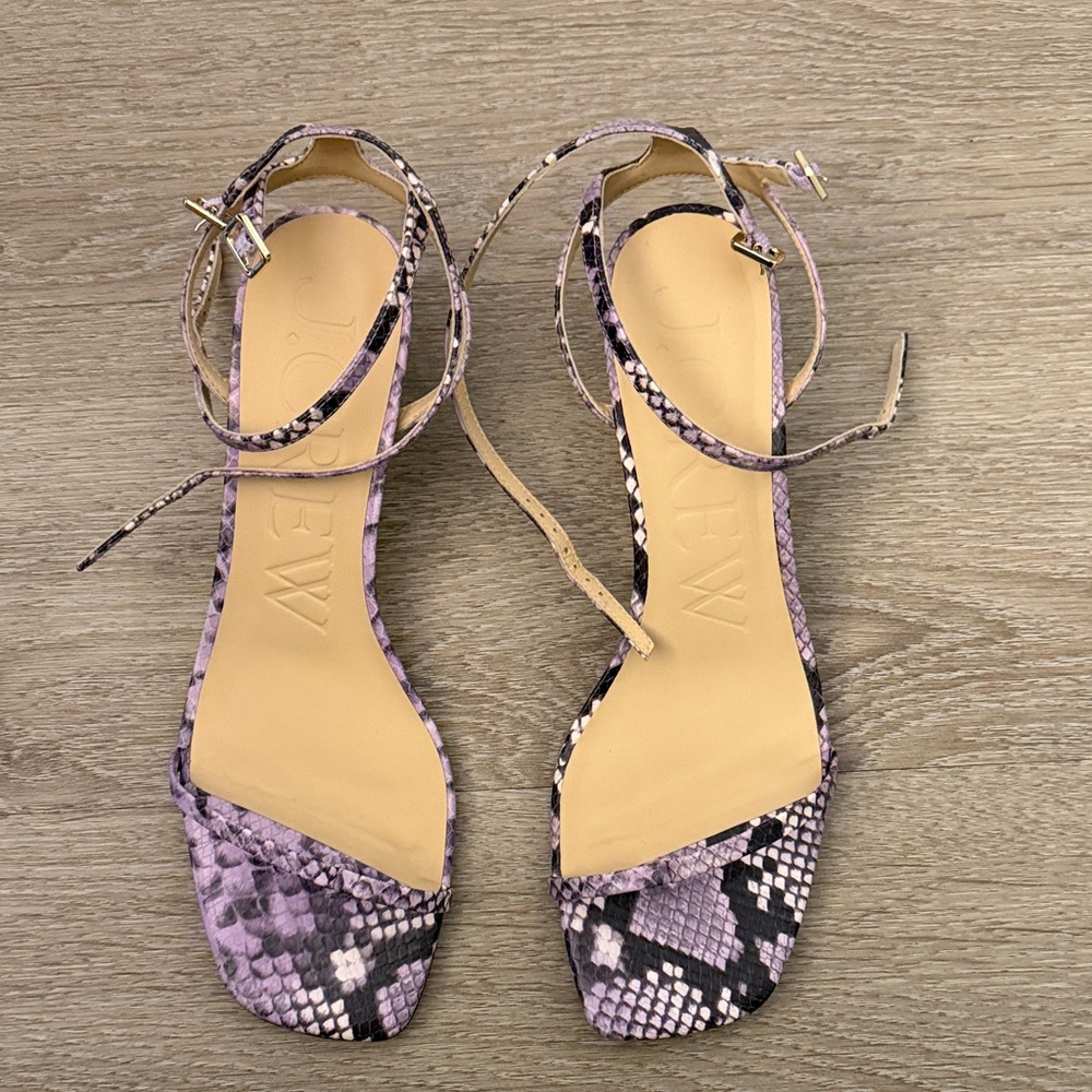 J. Crew Collection Women's Leather Snakeskin Sandals - Lavender and Black